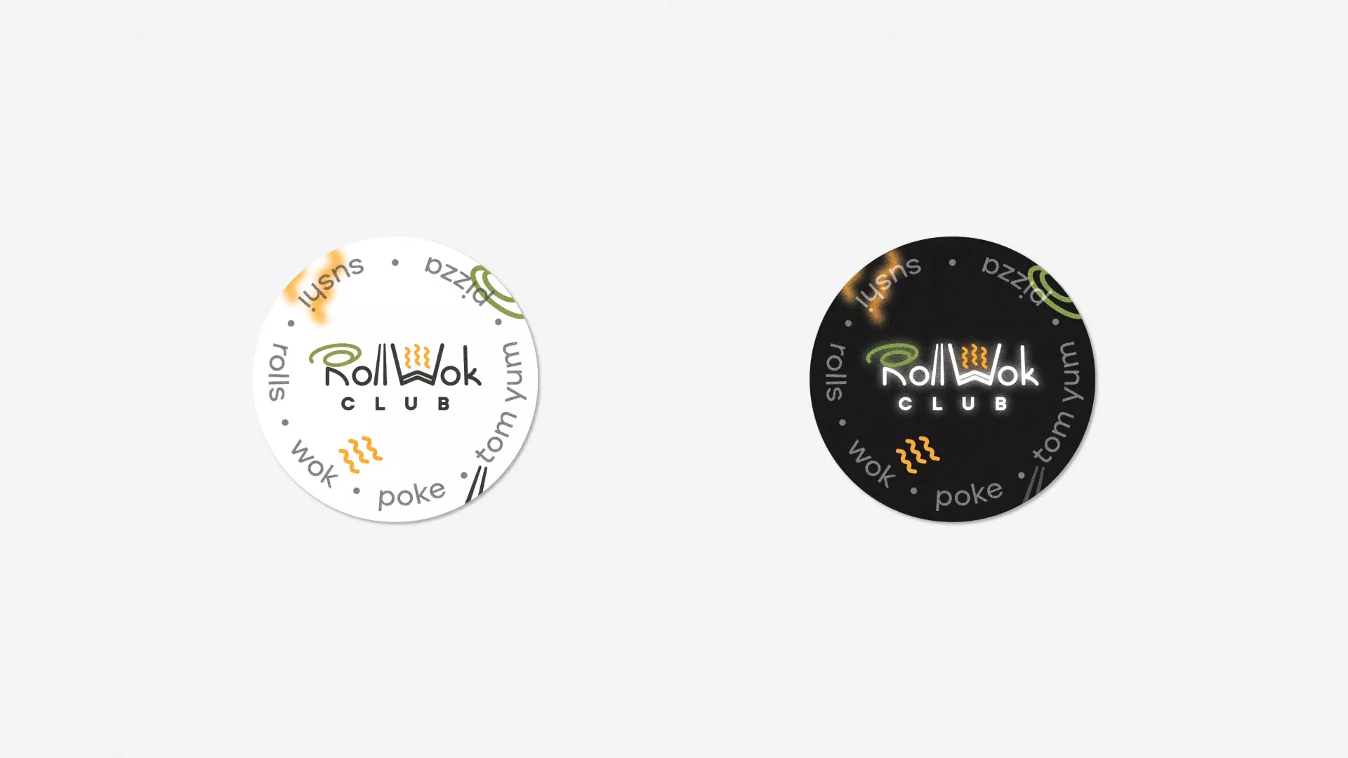 Разработка наклеек для суши-бара «Roll Wok Club» в Нязепетровске